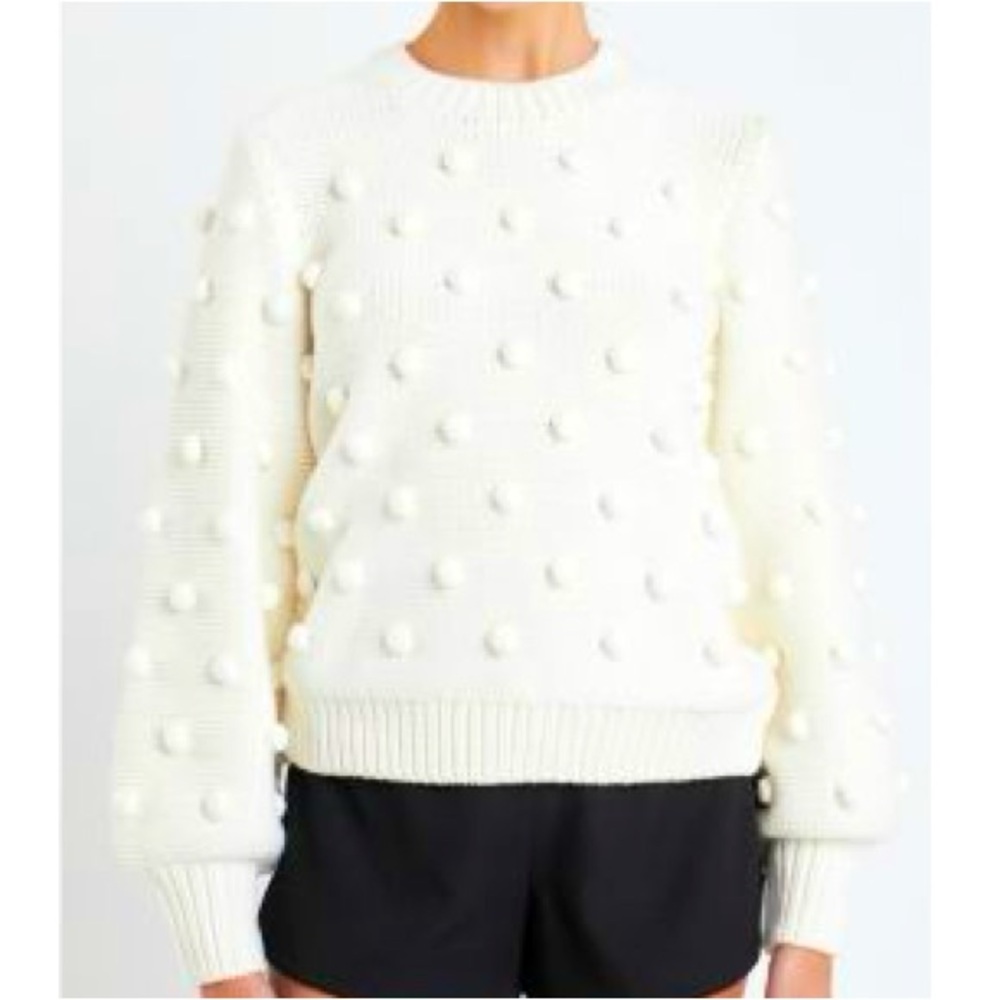 NWOT PINK LILY IVORY TEXTURED FUZZY SWEATER